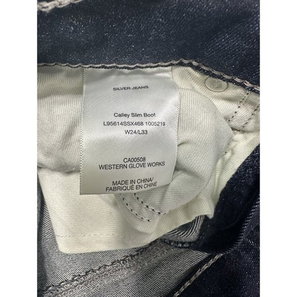 Silver Jeans Co Size 24 Calley Slim Boot Jean high rise blue jeans Inseam 33” - Picture 4 of 4